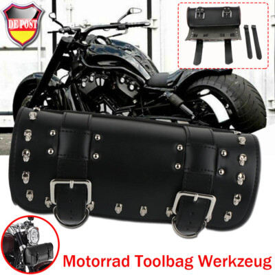 Motorra Werkzeugrolle Tool Bag Gepäckrolle für Chopper aus Sattelleder Universal