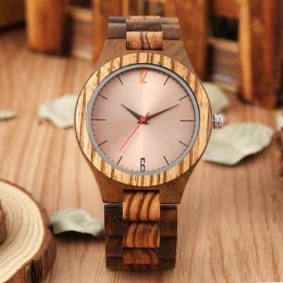 Handgefertigte Herren Holzuhr Sandelholz Quarz Armbanduhr verstellbar Holzarmband