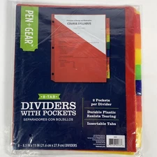 Pen + Gear 8-tab Insert Dividers 2 Pockets Per Divider Multicolor Brand New