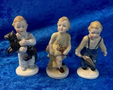 (3) Coalport Figurines "Sleepy Head" "I Love Kitty" "Little Workman" Bone China