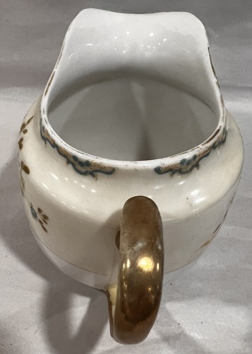 Floral Creamer Pitcher China Made In Japan 3.5 T x 4” W Vintage EUC Gold Accents - Picture 2 of 11