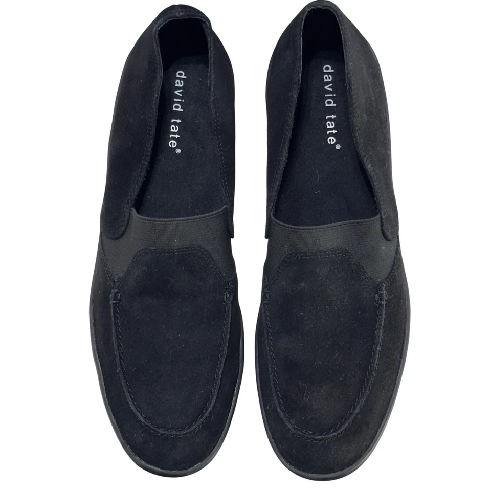 DAVID TATE Mujer Negro Gamuza Sin Cordones Mocasines Cómodos Paneles Elásticos Talla 7.5 Foto 3 de 4