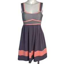 KIMCHI BLUE GREY PURPLE & CORAL WAIST TIE DRESS