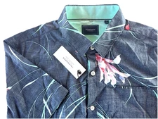 NWT 7 DIAMONDS MEN'S BEAUTIFUL INNER BLOOM MEDIUM NAVY COTTON SHIRT NORDSTROM M