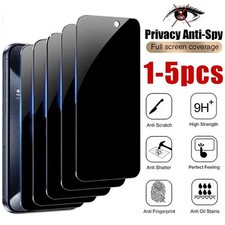 5pcs Anti-Spy Screen Protector Private Tempered Glass For iPhone 15 16 17Pro Max