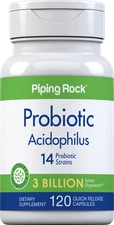 Probiotic Acidophilus Capsules | 3 Billion Live Cultures | by Piping Rock
