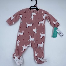 Child of Mine by Carters Baby Fleece 2 Way Zip Sleeper Pajamas 0-3M NWT Unicorn