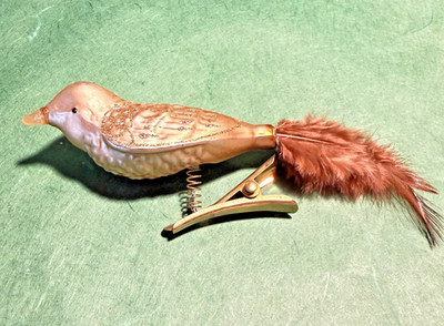 Christbaumschmuck  Vogel  Bird Weihnachtsschmuck Glas  Lauscha Gold Kugel 6cm