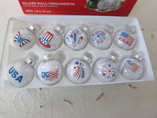 10 Patriotic Clear Glass Ornaments Handcrafted Decorated for - 4th of July, New