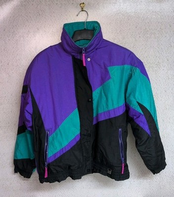 Vintage Helly Hansen Europa Retro Jacket/Coat Sz 10 Purple Black Green - Womens