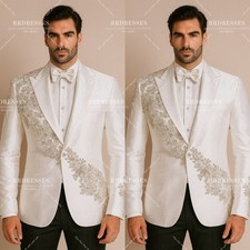 Luxury Men's Suit Handcrafted Rhinestone for Prom Wedding Jacket Formal Dinners