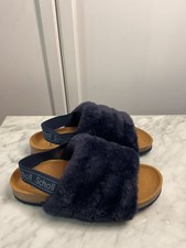 Scholl Alaska Black Fluffy Slippers /Sandals UK Size 5 Brand New with No Tag/Box