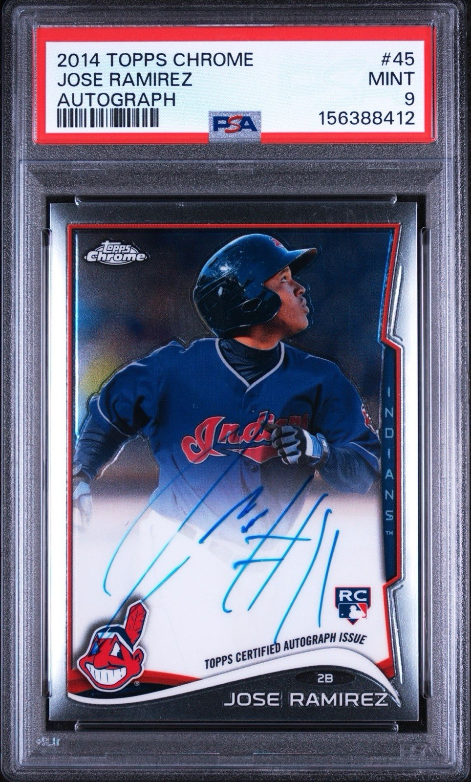 2014 Topps Chrome Jose Ramirez Rookie Auto #45 PSA 9