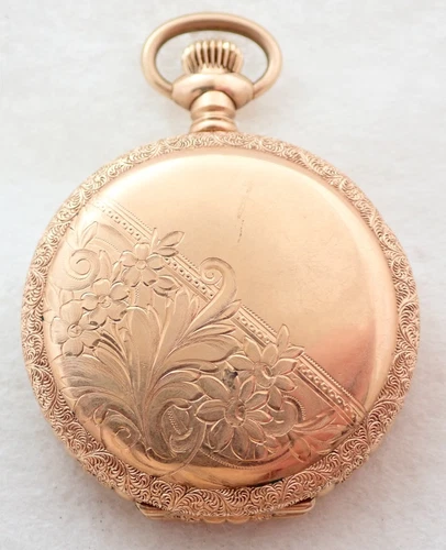 ANTIQUE 6s ELGIN 7 JEWEL GRADE 175 GOLD FILLED PIE CRUST HUNTER POCKET WATCH