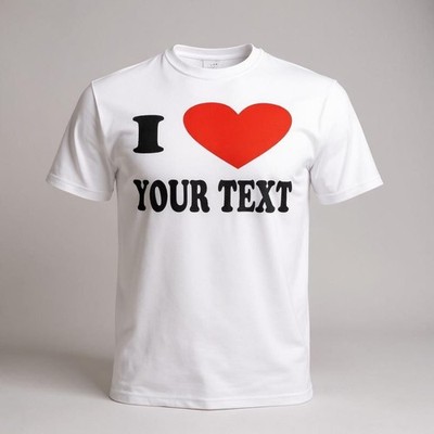 Personalisiertes T-Shirt I Love Herz | Individueller Name Bedruckt Unisex Erwachsene Tee