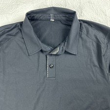 Lululemon ShowZero Polo Shirt Mens Medium Black Slim Fit Performance Golf Preppy