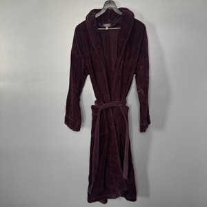 VTG Croft & Barrow Robe Turkish Towel Maroon Pockets Belted One Size 100% Cotton