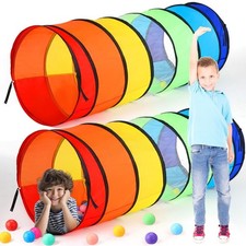 PullCrease 2 Pcs 27.6 Inch Pop Up Crawl Tunnel for Kids Toddlers Large Dogs