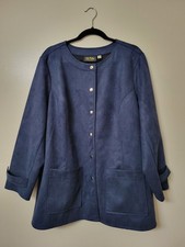 Vintage Bob Mackie Wearable Art Navy Faux Suede Jacket