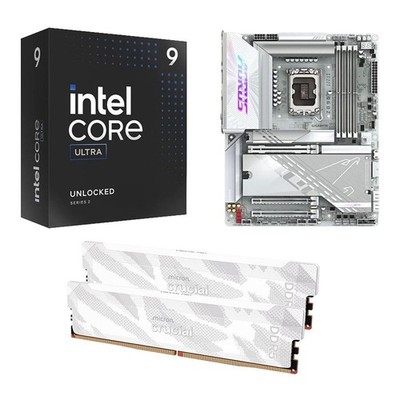 Intel Core Ultra 9 285K, Gigabyte Z890 Aorus Pro Ice 1851, Crucial Pro 32GB DDR5