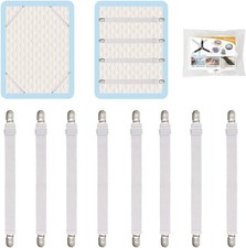 8Pcs Adjustable Bed Sheet Straps Clips, Elastic Mattress Sheet Fasteners Hold...