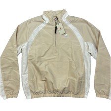 New Balance Made in USA Track Jacket Windbreaker  Men’s Sz Small  1/4 Zip Tan