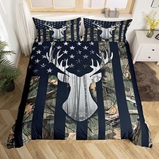 Camouflage USA Flag Comforter Cover Size, Green Camo Grey Full American Flag