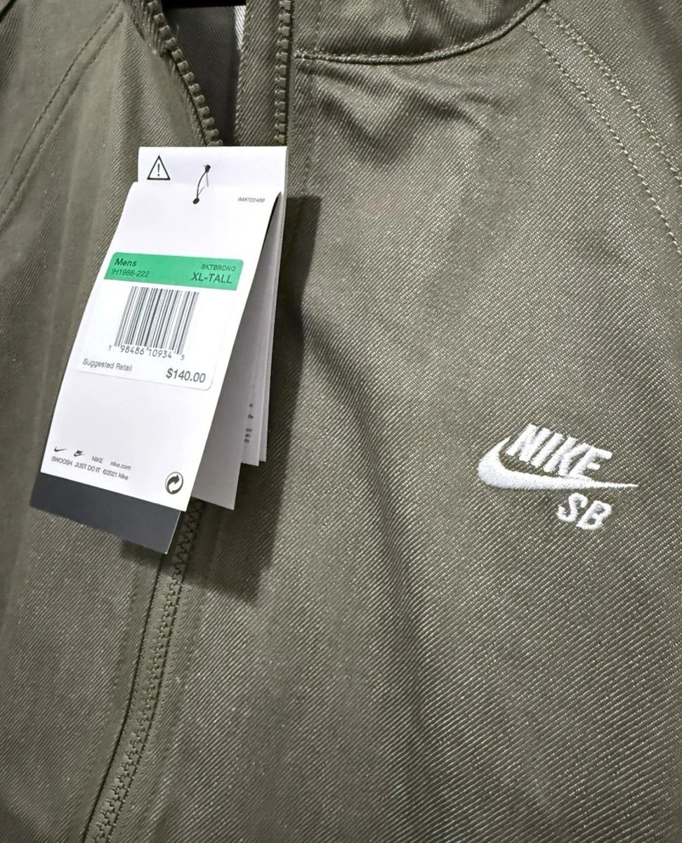 Nike SB Denim Full-Zip Men's Size XL Olive/White Track Jacket for