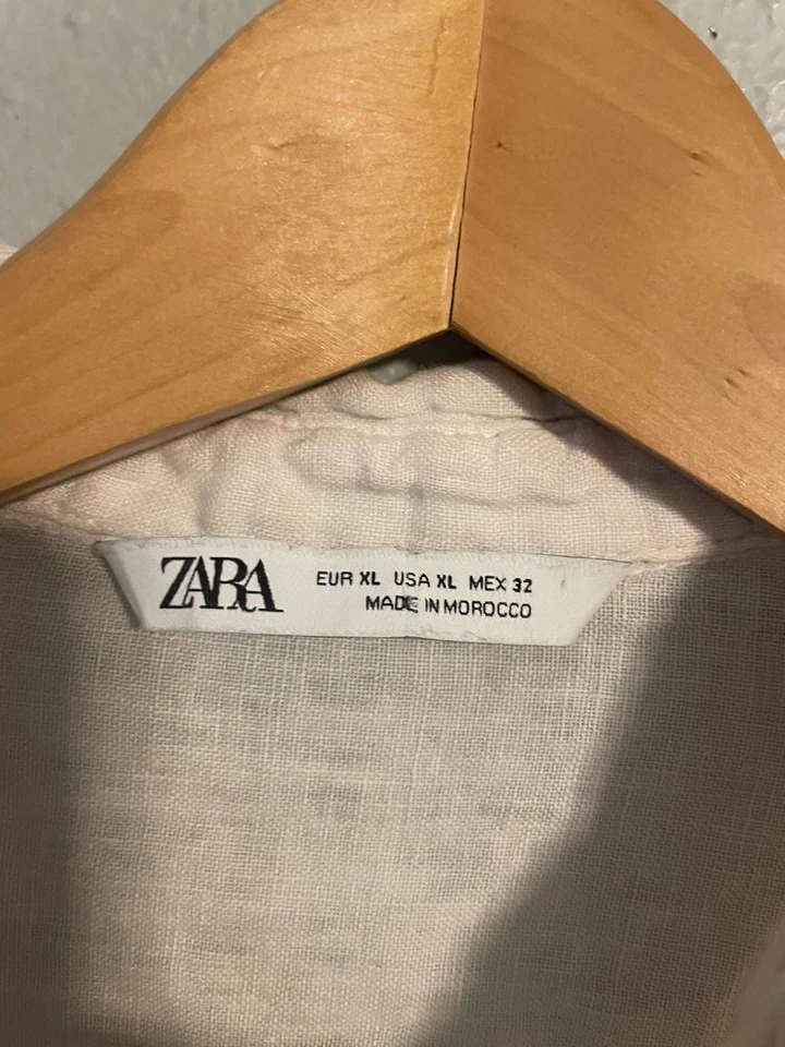 Zara Shirt Womens XL Linen Button Up Short Sleeve Summer Lightweight Blouse Top - Image 3 of 4