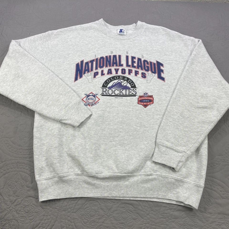 Suéter De Colección Colorado Rockies Para Hombres XL Gris MLB Béisbol Playoffs Starter Años 90 Foto 2 de 4