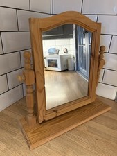 Vintage Pine Vanity Mirror Dressing Table Tilt Top Tilting