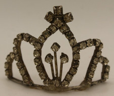 Small Metal Silver Tone Tiara With Clear Rhinestones VTG