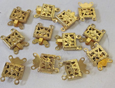 Bright Gold Tone 16mm BOX CLASPS Lot 2 Strand NECKLACE BRACELET Jewelry Repair