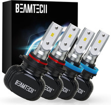 Bulbs, 9005 H11 Combo Fanlsess 300 Brighter 6500K White Fog Light, 4 Bulbs