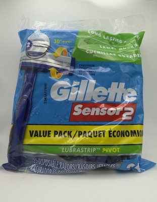 GILLETTE Sensor2 - 25 Lubrastrip PIVOT Disposable Razors - New & Sealed Pack