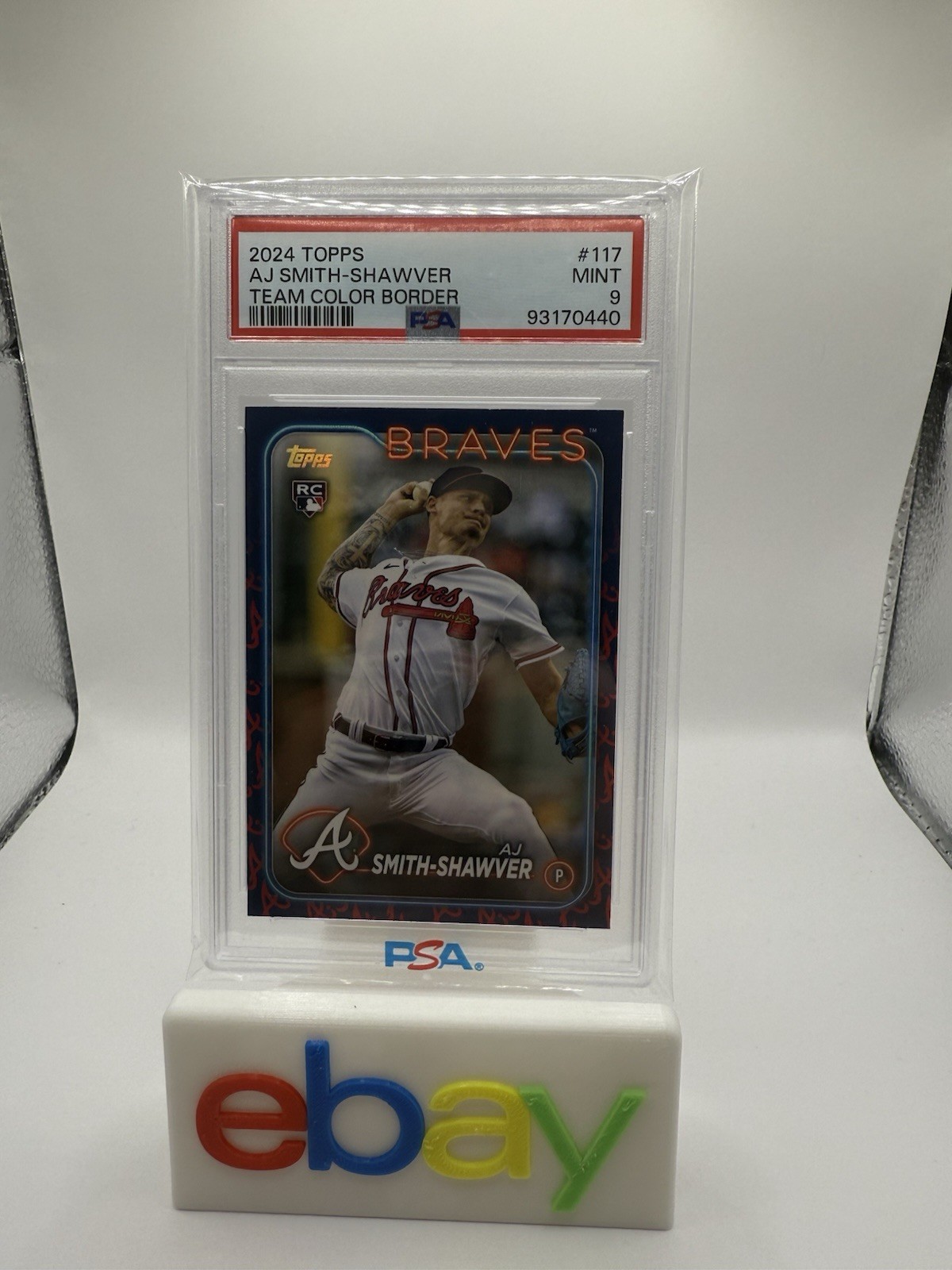 🔥2024 Topps #117 A.J. Smith-Shawver Team Color Border Parallel RC Braves SSP🔥