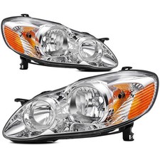 Chrome Headlight Assembly Passenger and Driver Side for 03-08 Toyota Corolla