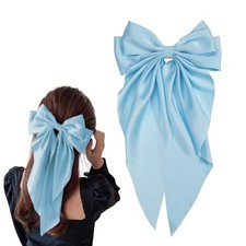 Jumbo Silky Satin Bow Hair Clip with Long Tails for Women and Girls - Bowknot...