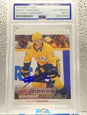 Philip Tomasino Hand Auto 2021-22 Upper Deck Credentials Ice Hockey Predators