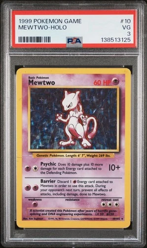 1999 POKEMON BASE SET UNLIMITED #10 MEWTWO-HOLO PSA 3