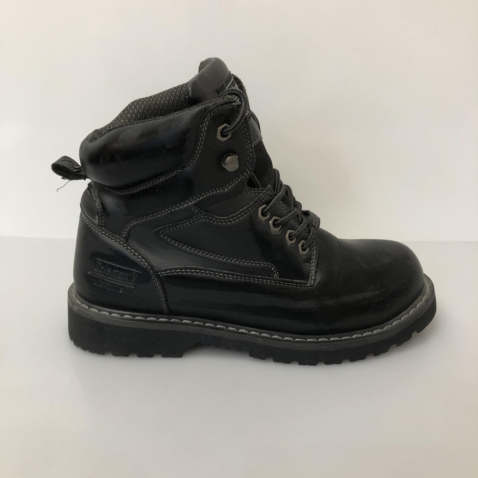 Coleman Work Boots Mens Size 9 Black Steel Toe Ankle Lace Up Workwear Safety