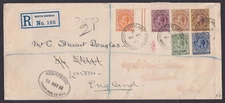 Falkland Islands (South Shetlands), 1/2p-1sh 1929 registered cover to England