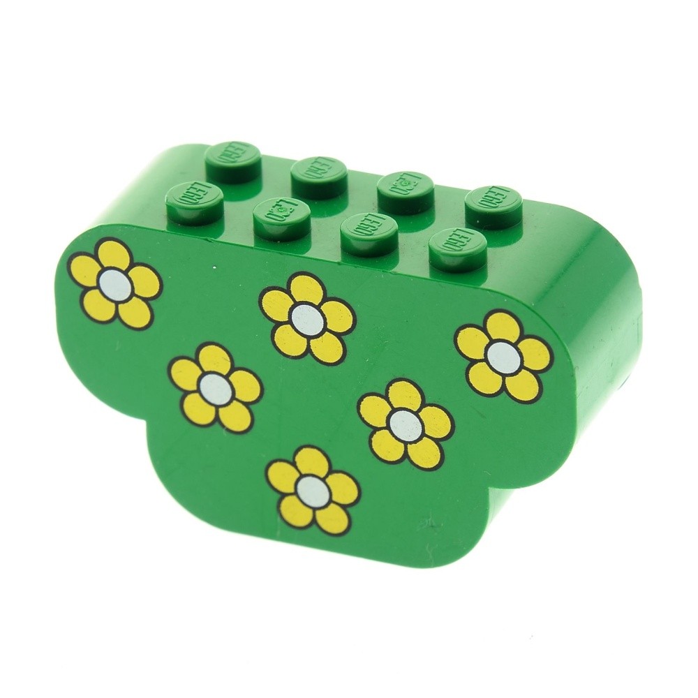 1x Lego Building Motif Brick 2x6x3 Green Printed Flowers Yellow Plant 30075pb01