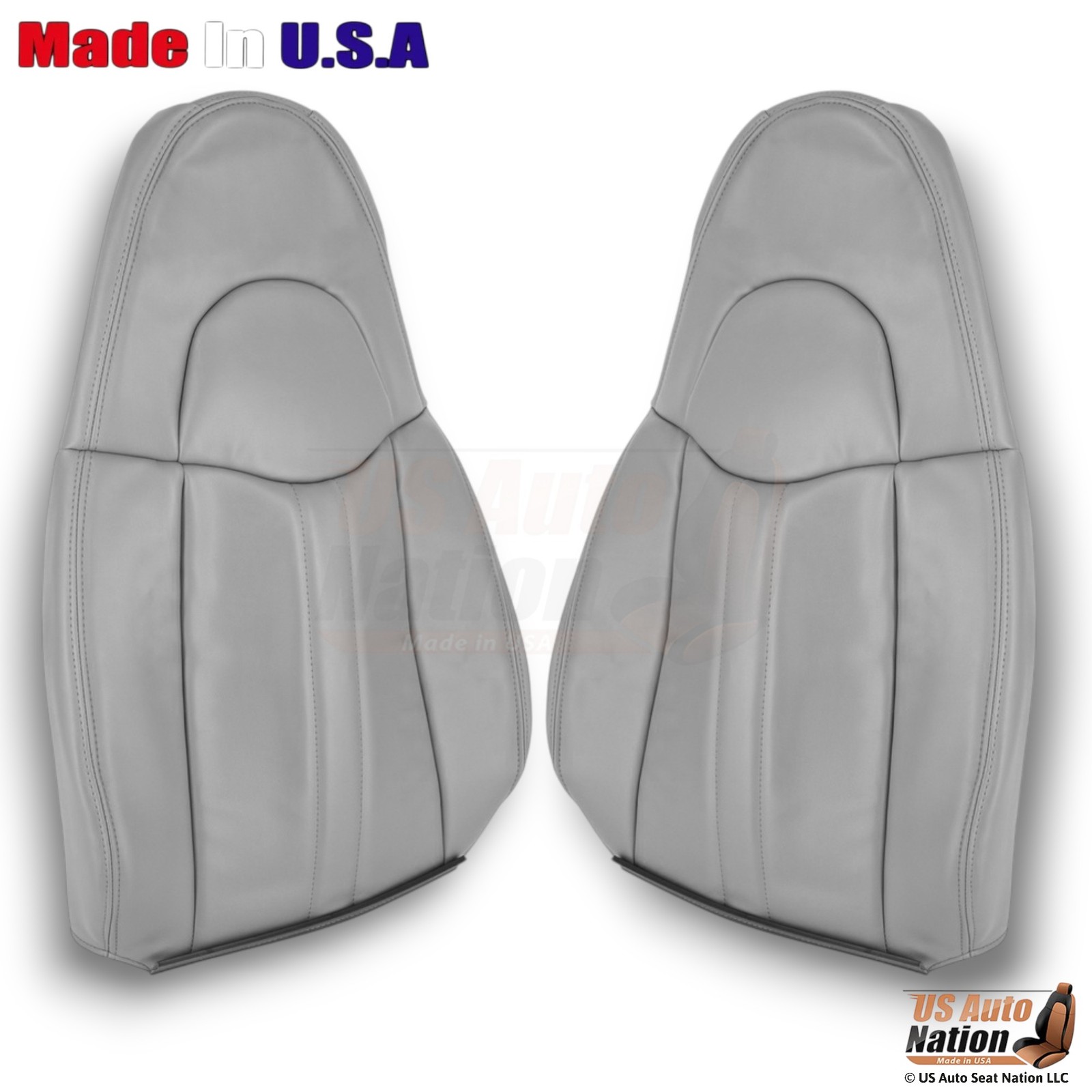 2003-2009 Fits Chevy Express Leatherette Driver & Passenger Top Covers Pewter