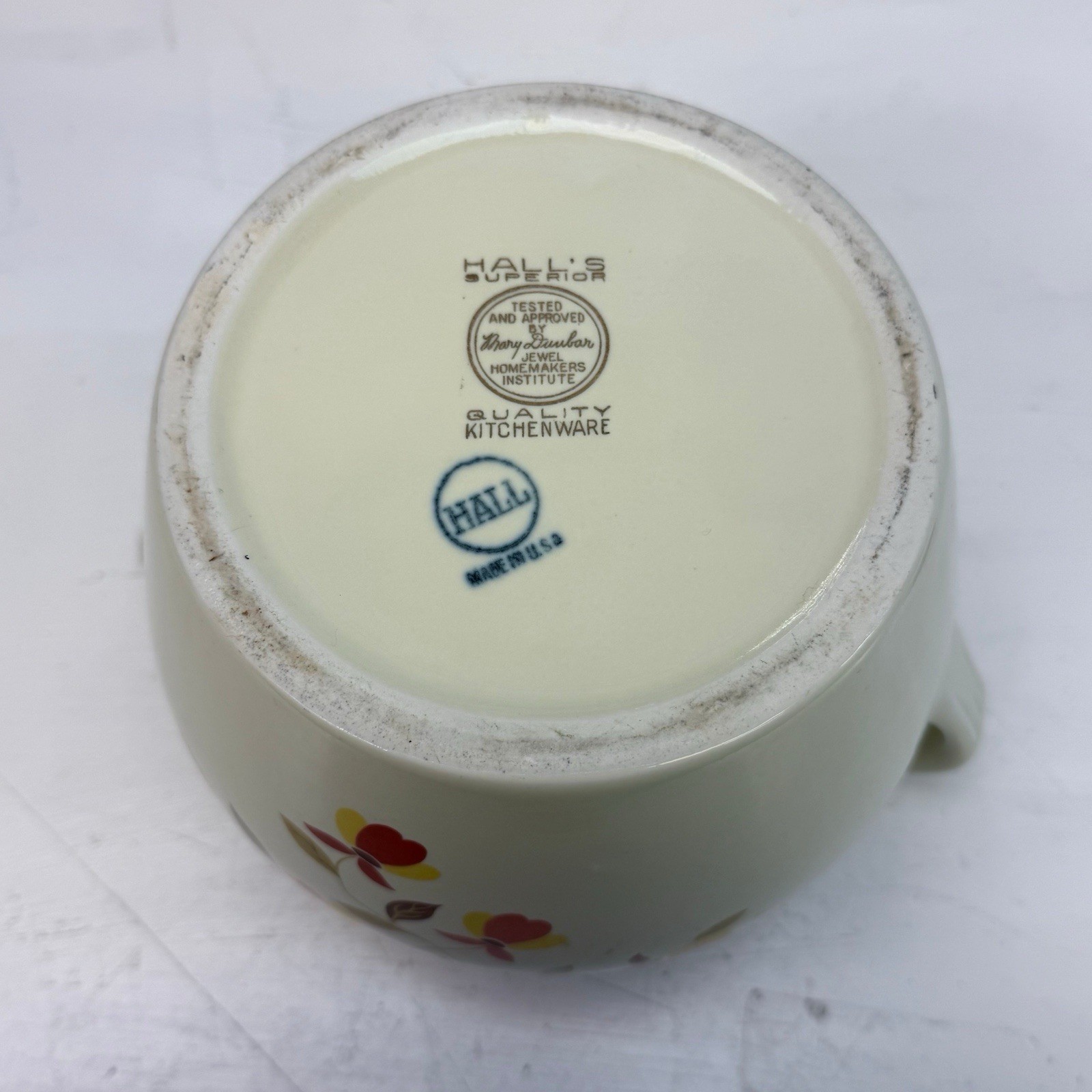 Hall Autumn Leaf Bean Pot Gilded Ceramic Vintage 1950s Serve Ware MCM Dish