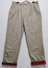 LL Bean Double L Chinos Flannel LIned 36" X 32" USA Made Talon Zip 90's