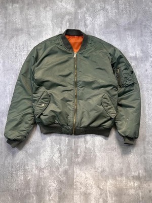 Vintage Reversible MA-1 Bomber Jacket Green Orange Flight Jacket