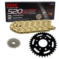 Kettensatz Kawasaki KLX 650 R 93-94 Kette RK GB 520 ZXW 110 Gold Offen 14/49