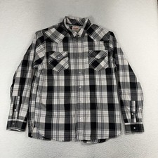 LEVI'S Men's MODERN FIT Plaid Snap Front Casual Shirt Size XL Gray Western