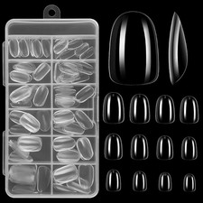 cobee Press on Nails, 120 Pcs PMMA Clear Nail Almond Tips Short Oval Round Fake